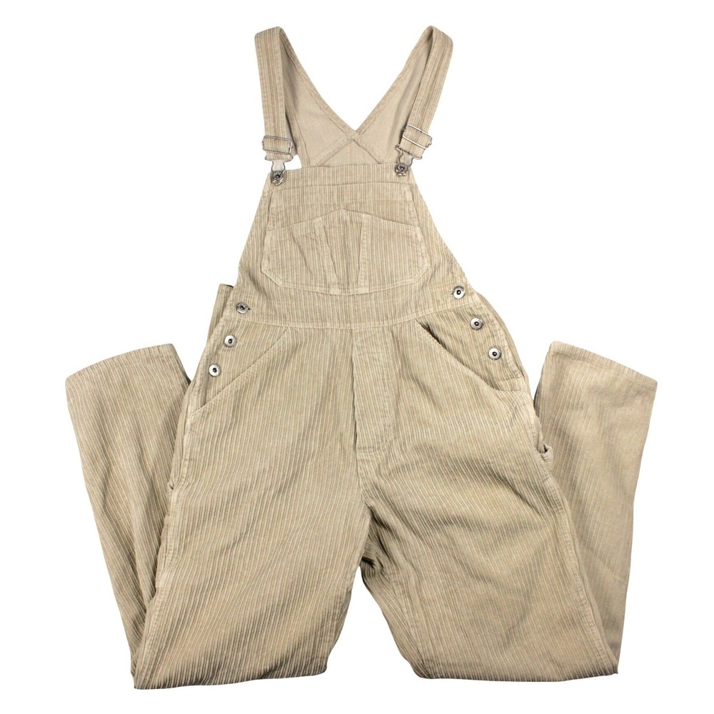 VTG London London Women's Corduroy Bib Overalls Tan Carpenter 90s Y2K Size S